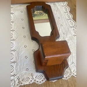 Vintage wood mirror with planter